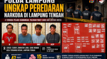 Gubuk di Gang Mawar Jadi Sasaran Penggerebekan, Polda Lampung Amankan 4 Terduga Kasus Narkoba
