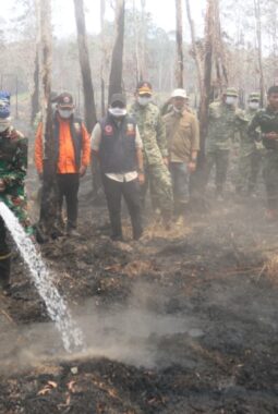 Kepala BNPB Tinjau Karhutla Way Kambas, Kasrem 043/Gatam Turut Dampingi Penanganan